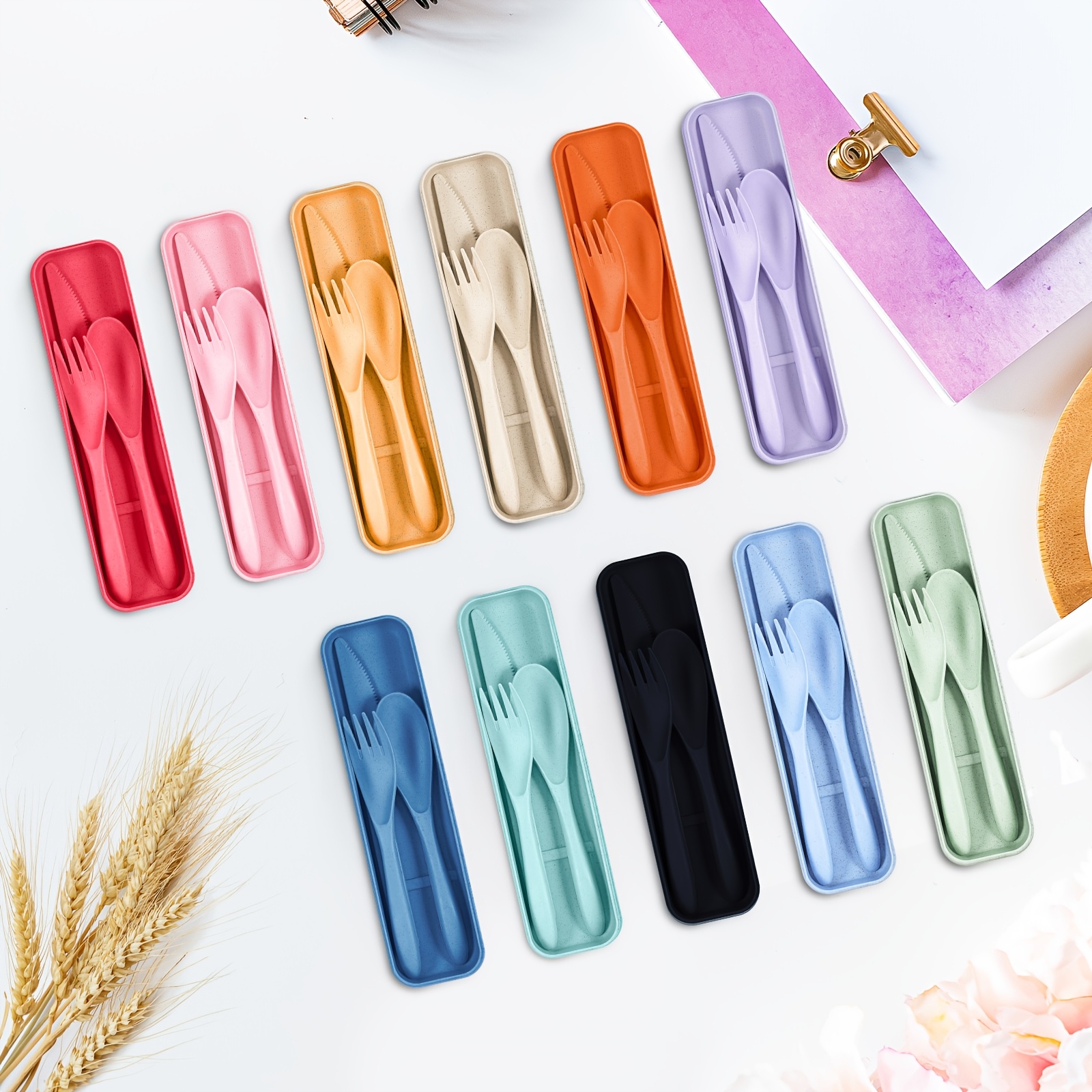 Bamboo Cutlery Travel - 77 Sets Reusable Travel Utensils Set