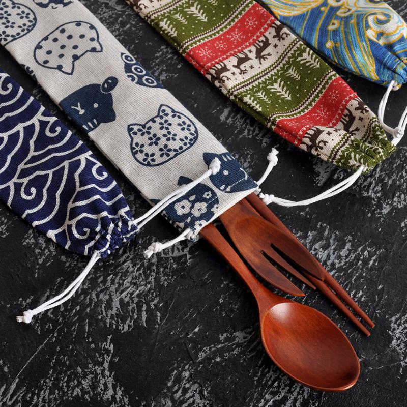 Portable Cutlery Bag Reusable  - Bamboo Cutlery Travel recensione e prezzo