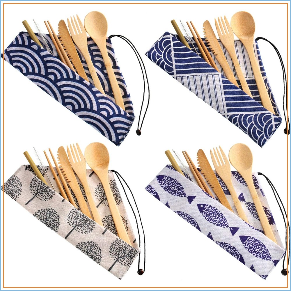Boao 4 Sets Bamboo Utensils: R - Bamboo Cutlery Travel recensione e prezzo