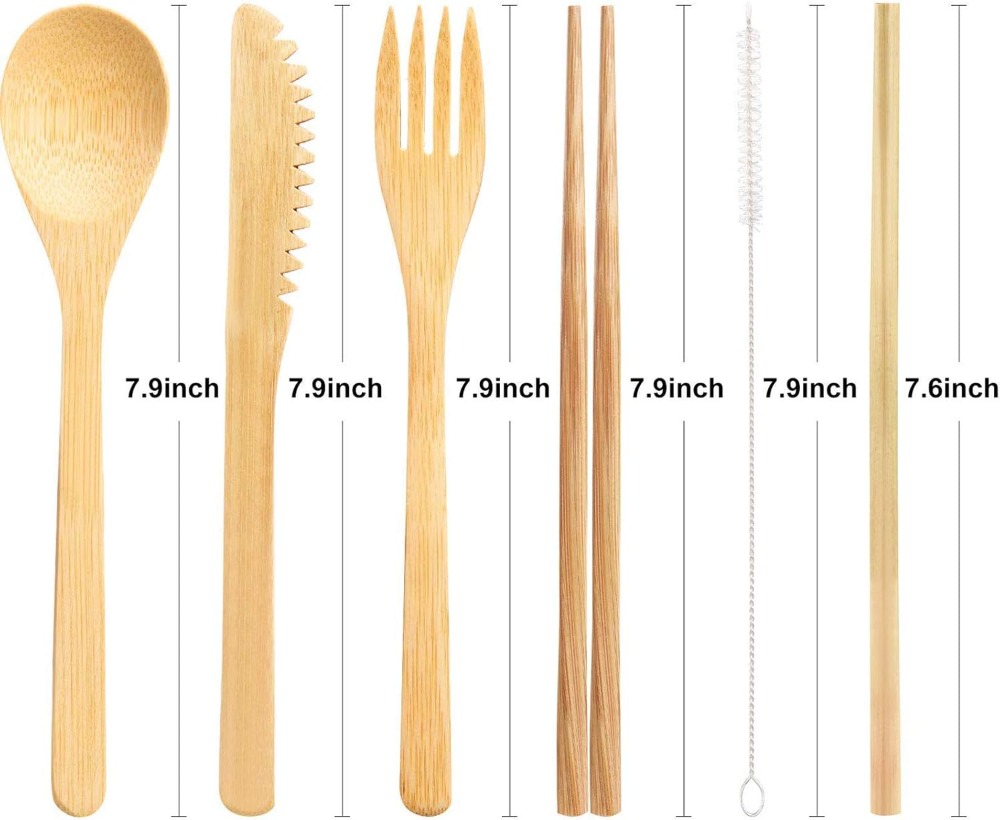 Boao 4 Sets Bamboo Utensils: R - Bamboo Cutlery Travel recensione e prezzo