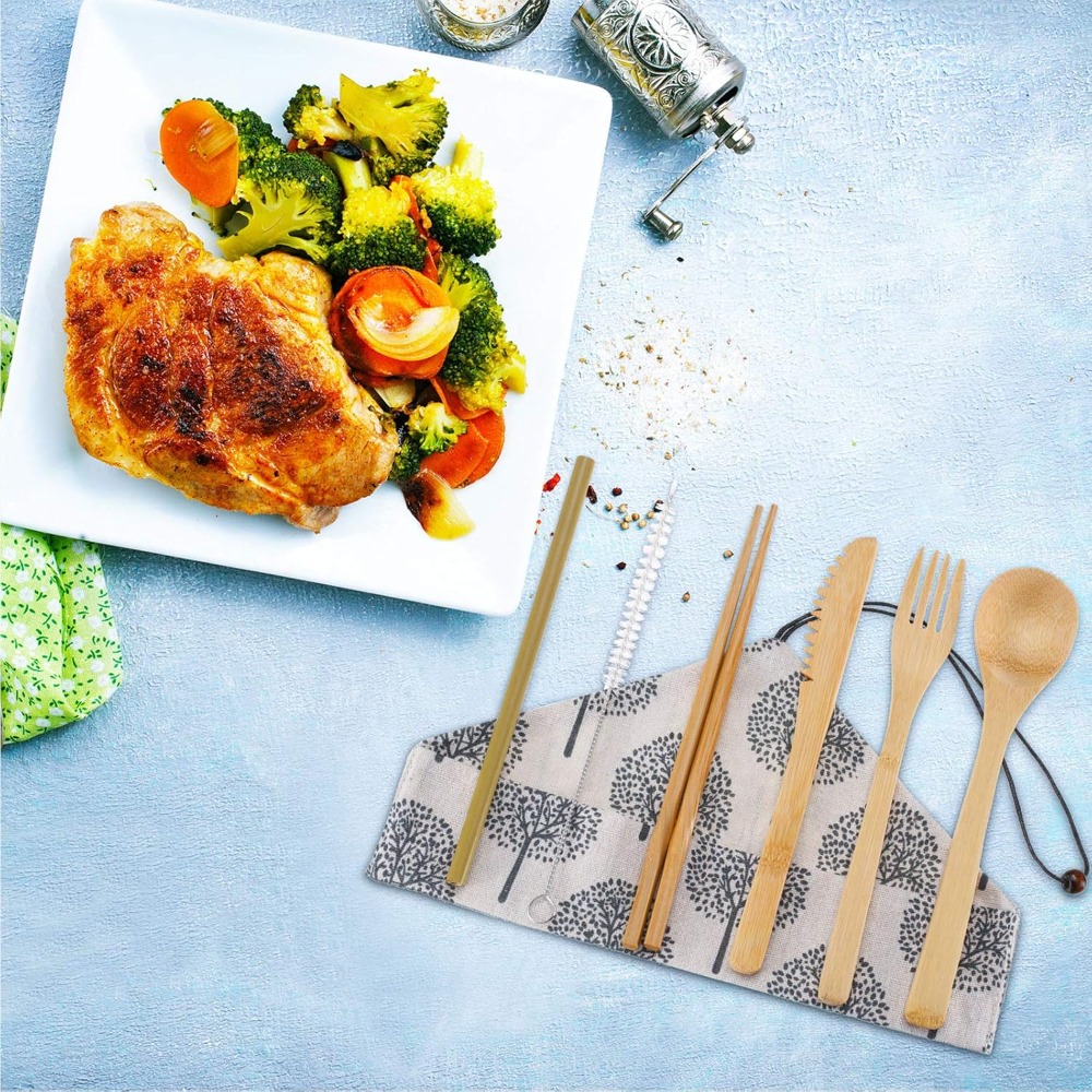 Boao 4 Sets Bamboo Utensils: R - Bamboo Cutlery Travel recensione e prezzo