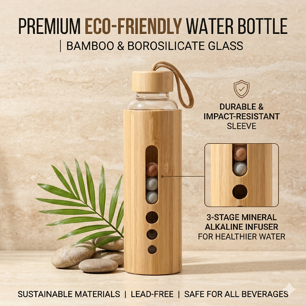 550ML Borosilicate Glass Water - Bamboo Cutlery Travel recensione e prezzo