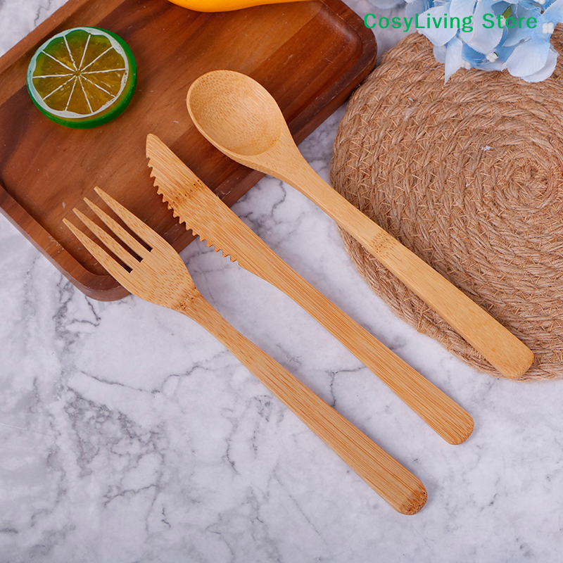 1Set Fork Cutter Spoon Reusabl - Bamboo Cutlery Travel recensione e prezzo